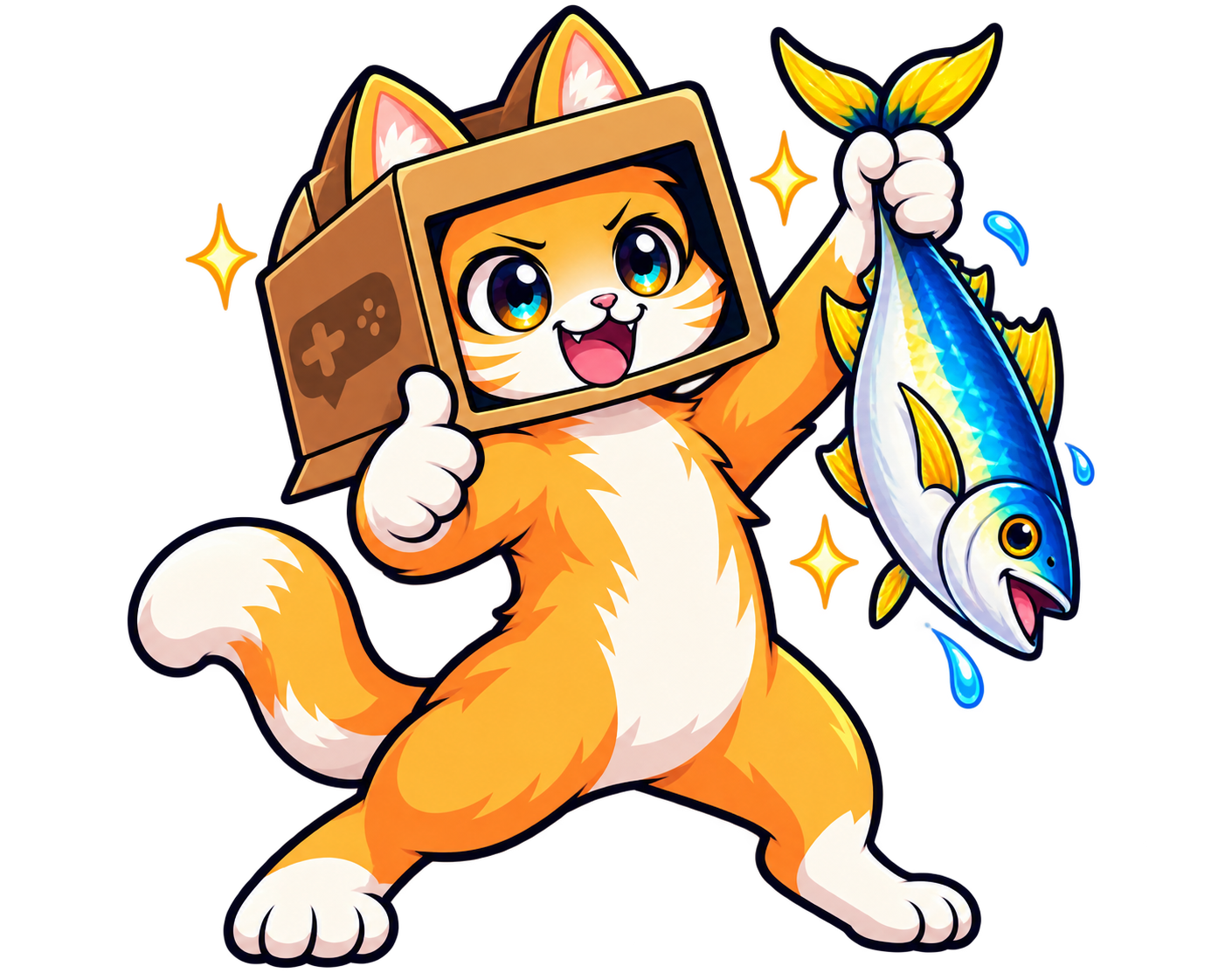 Fish Game Index cat holding a fish